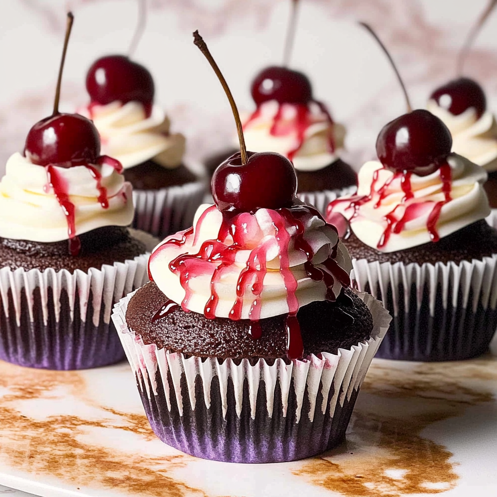 Recipe preparation for Chocolate Cherry Cupcakes