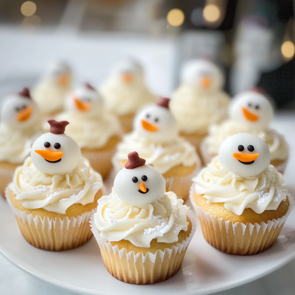 Recipe preparation for Snowman Cupcakes