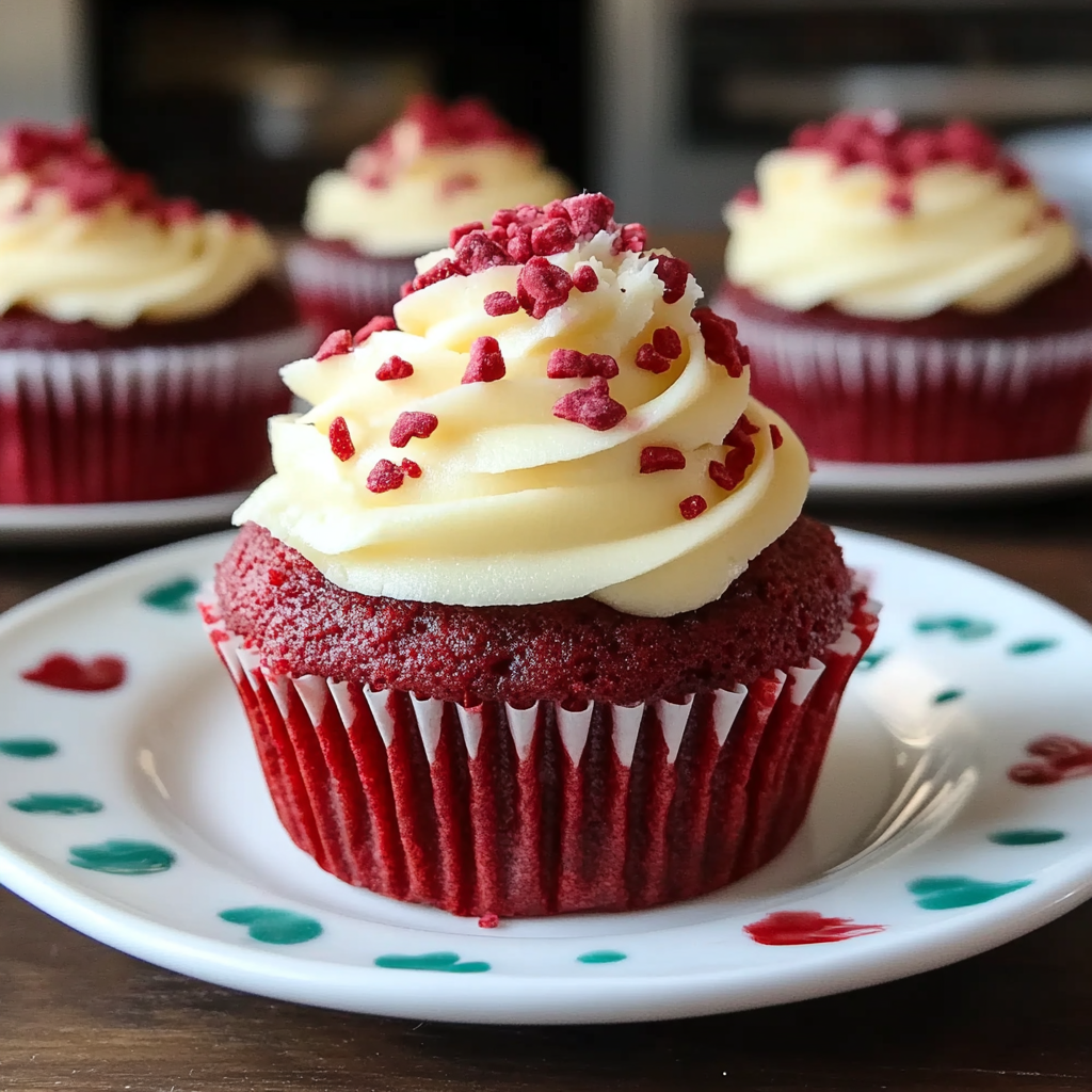 Recipe preparation for Red Velvet Cupcakes with Cream Cheese Frosting