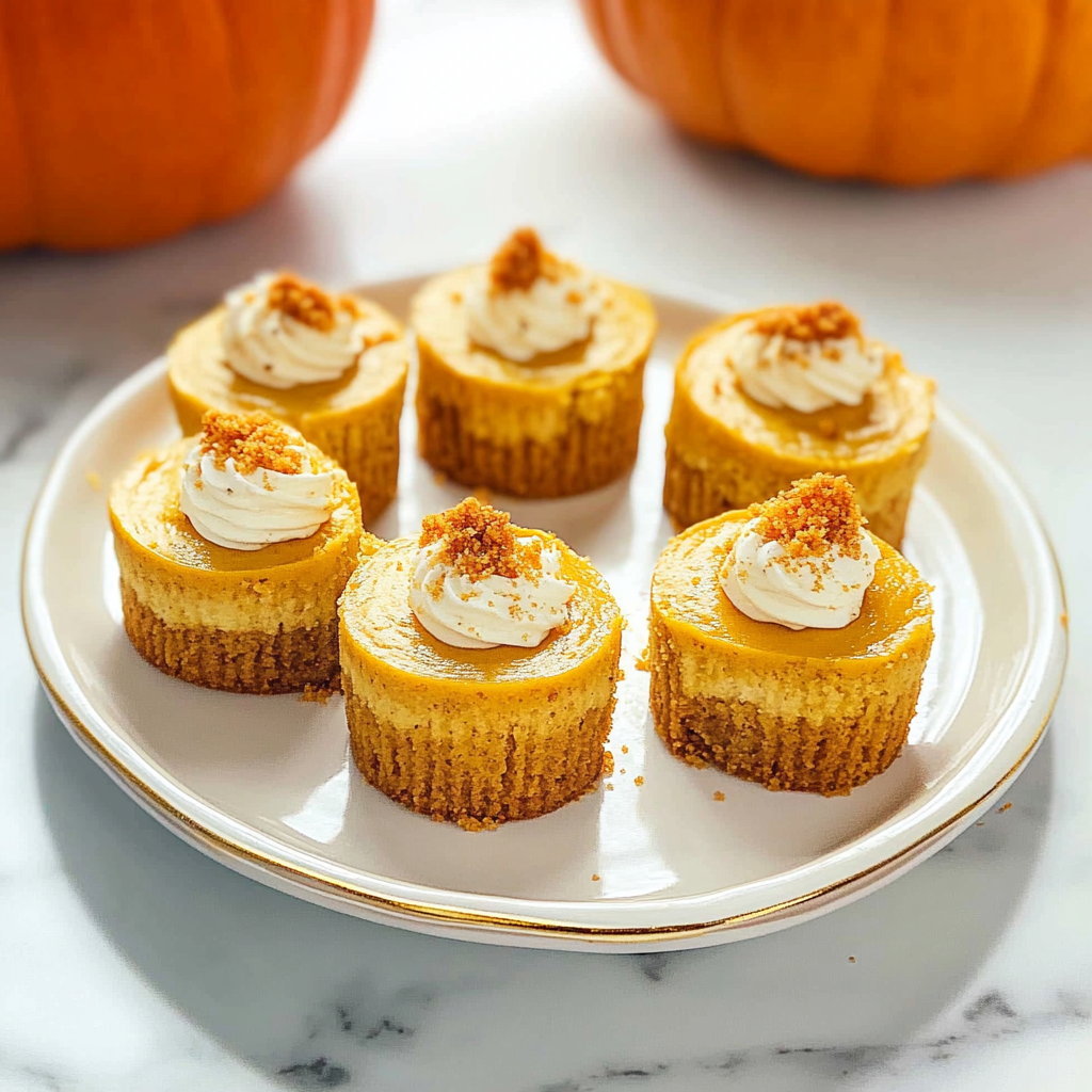 Recipe preparation for Mini Pumpkin Cheesecakes with Gingersnap Crust