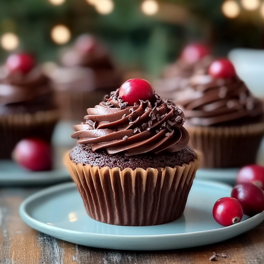 Recipe preparation for Chocolate Cranberry Cupcakes