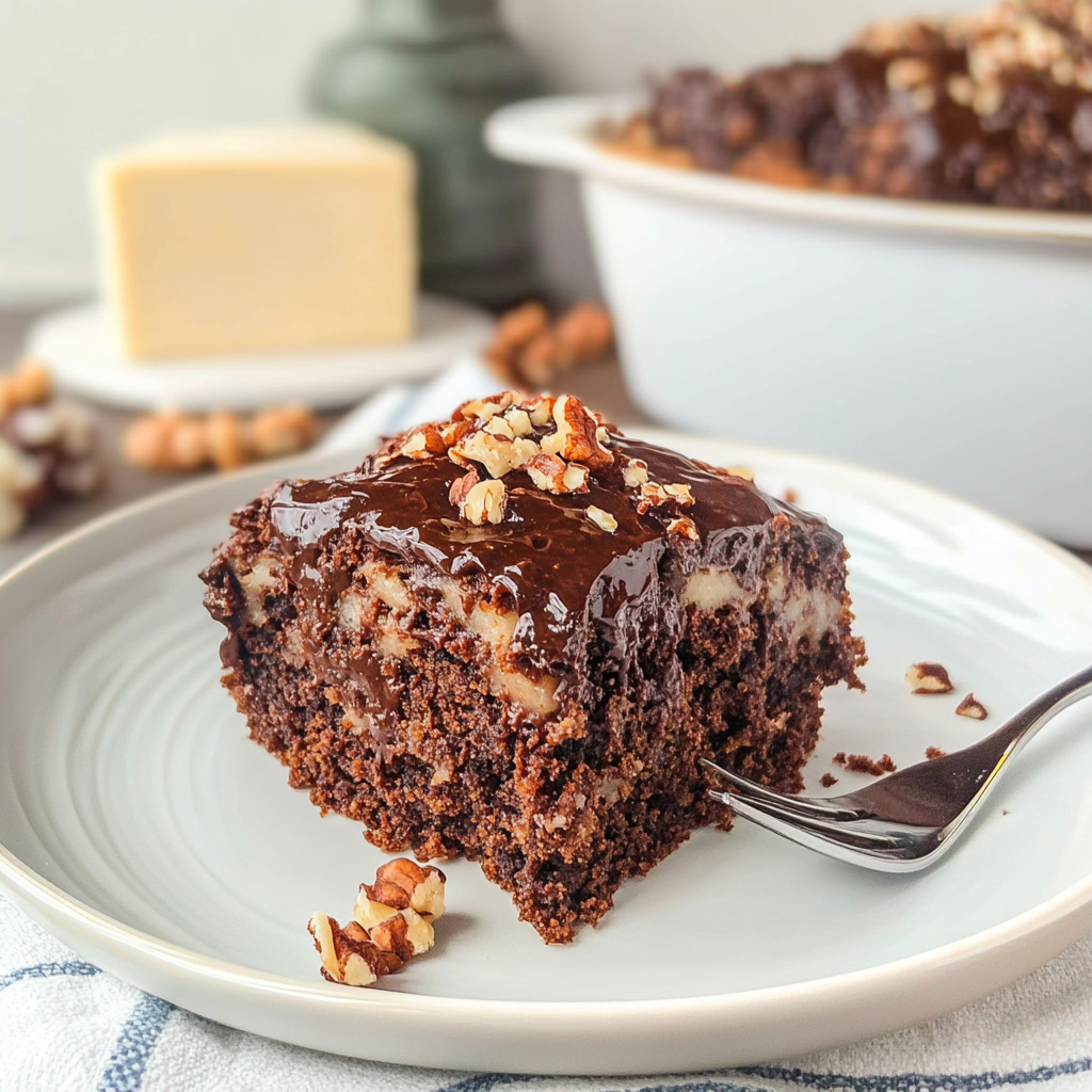 Recipe preparation for German chocolate dump cake