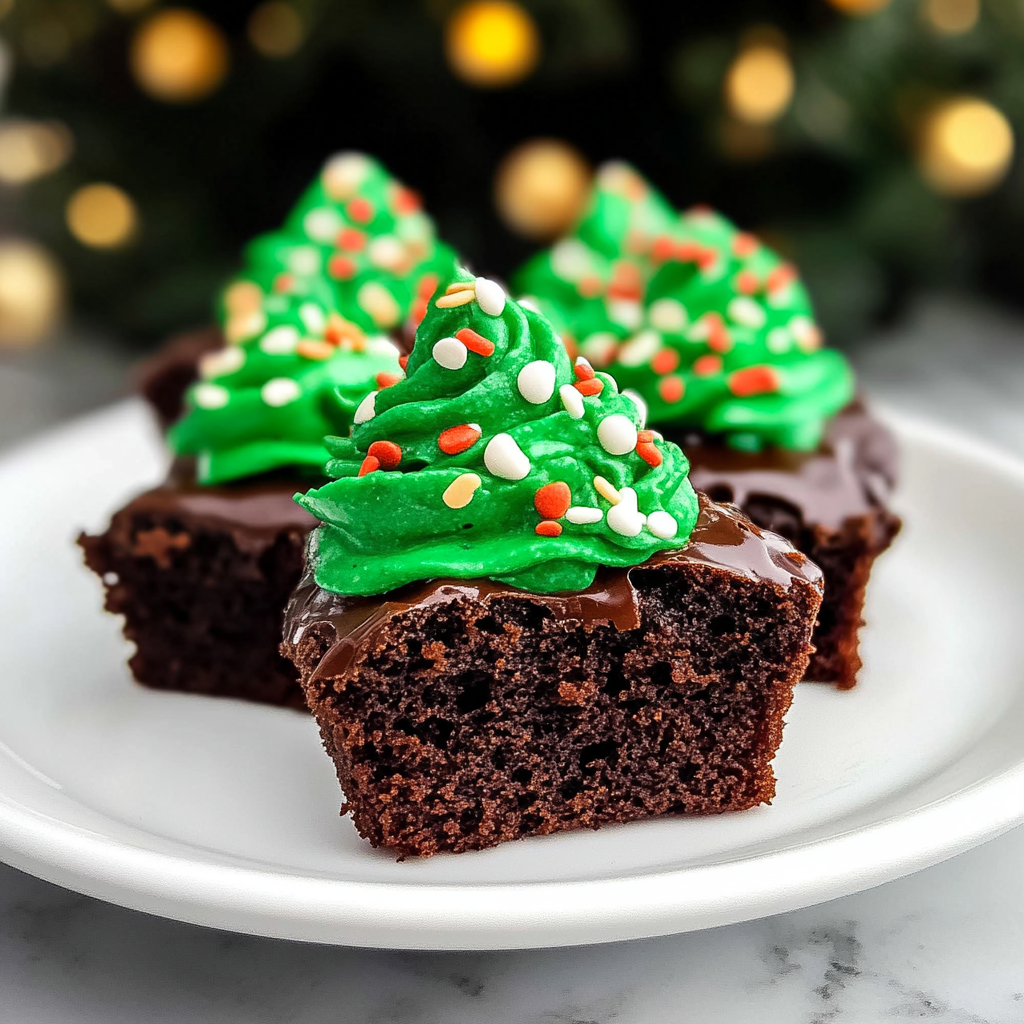Recipe preparation for Christmas Tree Brownie Bites