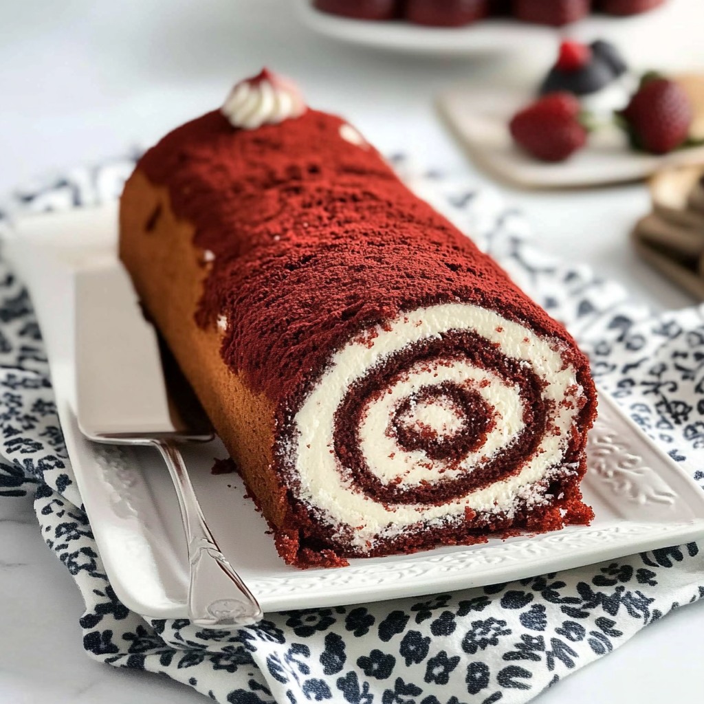 Recipe preparation for Red Velvet Cake Roll