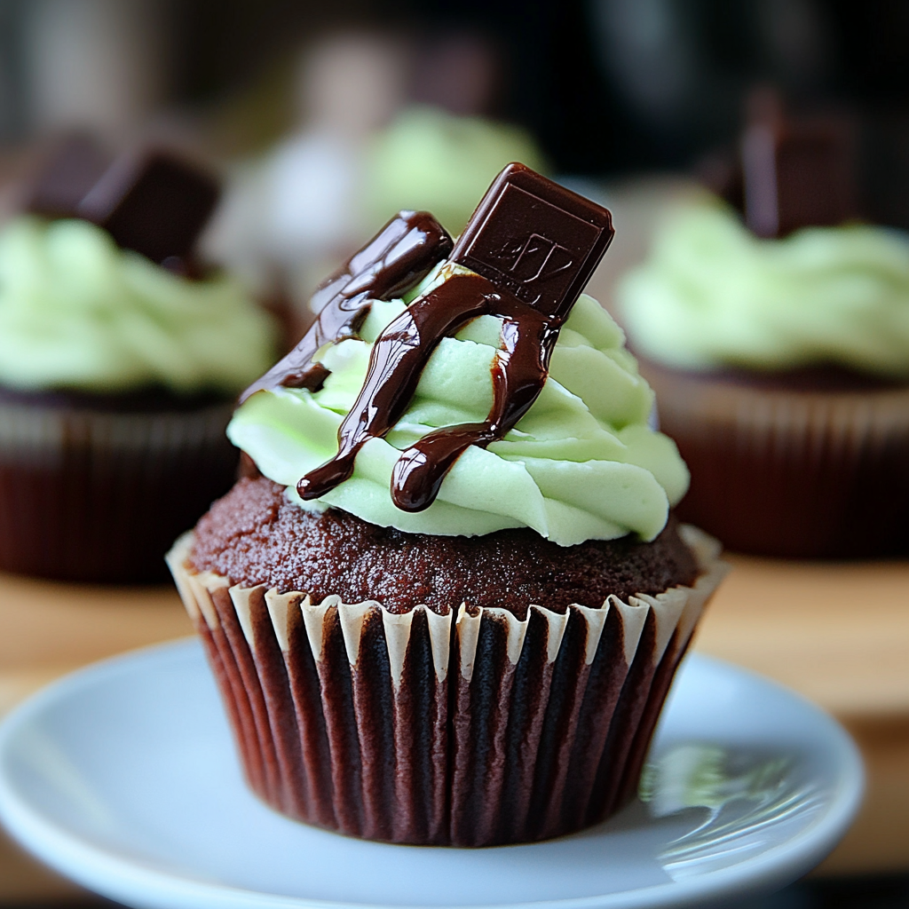 Recipe preparation for Andes Mint Cupcakes