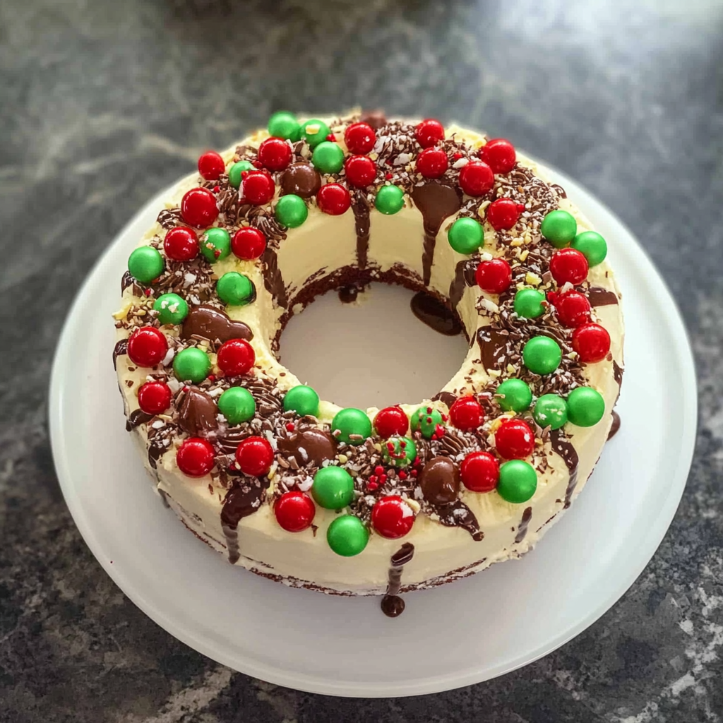 Recipe preparation for Christmas Chocolate Ripple Cake Wreath