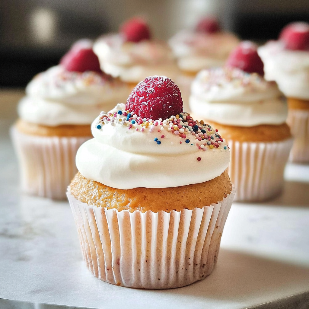 Recipe preparation for Snow Angel Cupcakes