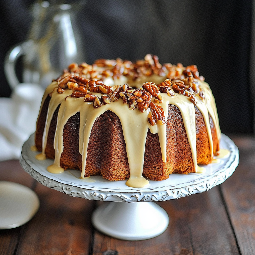 Recipe preparation for Browns Butterfinger Bundt Cake