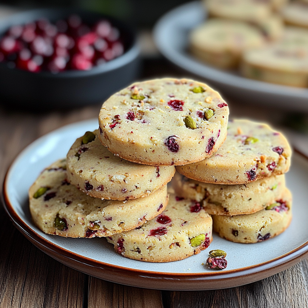Recipe preparation for Cranberry Pistachio Shortbread Cookies