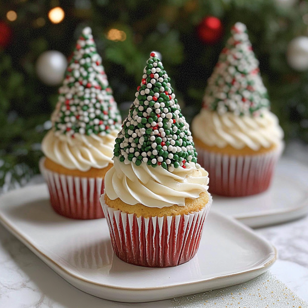 Recipe preparation for Festive Tree Cupcakes