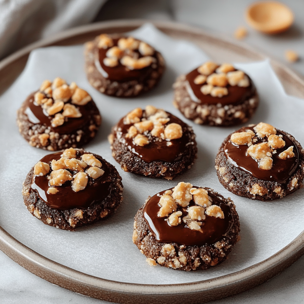 Recipe preparation for Hazelnut Thumbprint Cookies with Silky Ganache