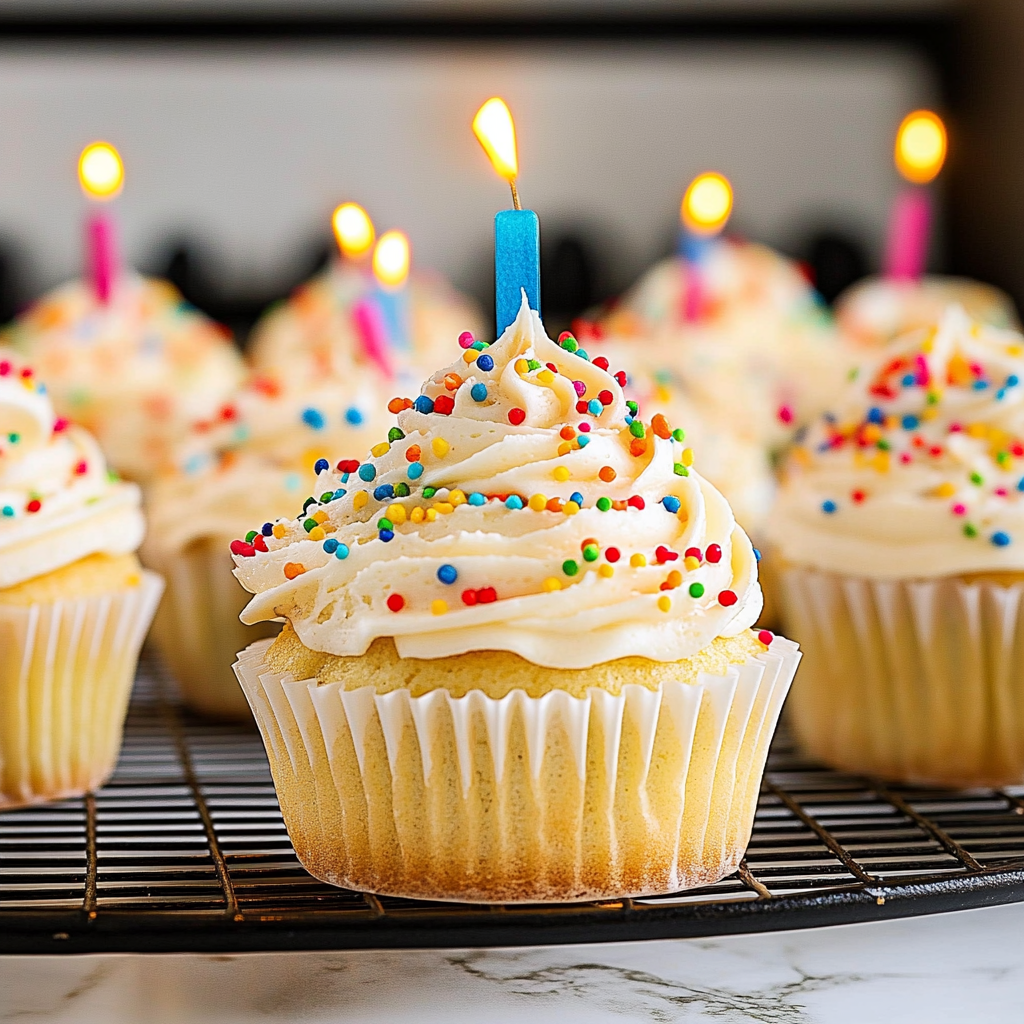 Recipe preparation for Confetti Celebration Cupcakes