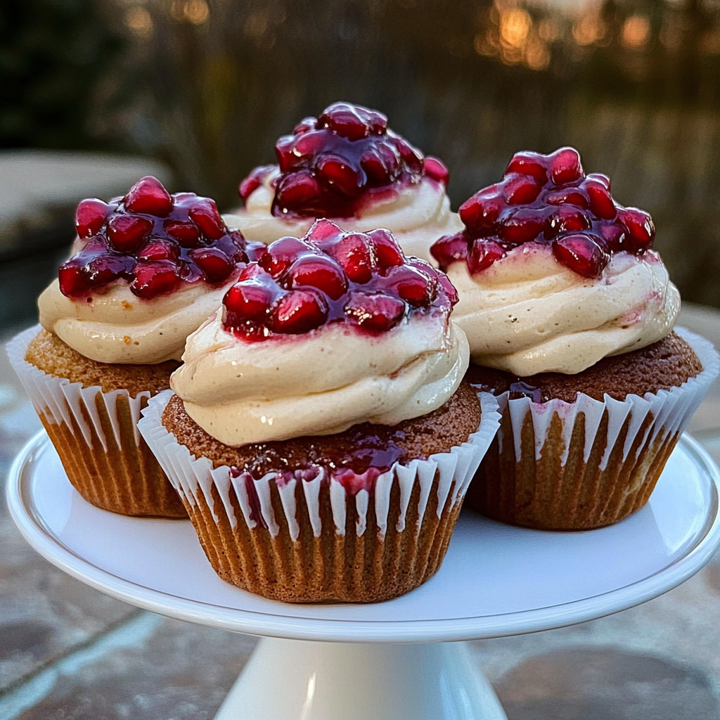 Recipe preparation for Pomegranate and Vanilla Bean Cupcakes