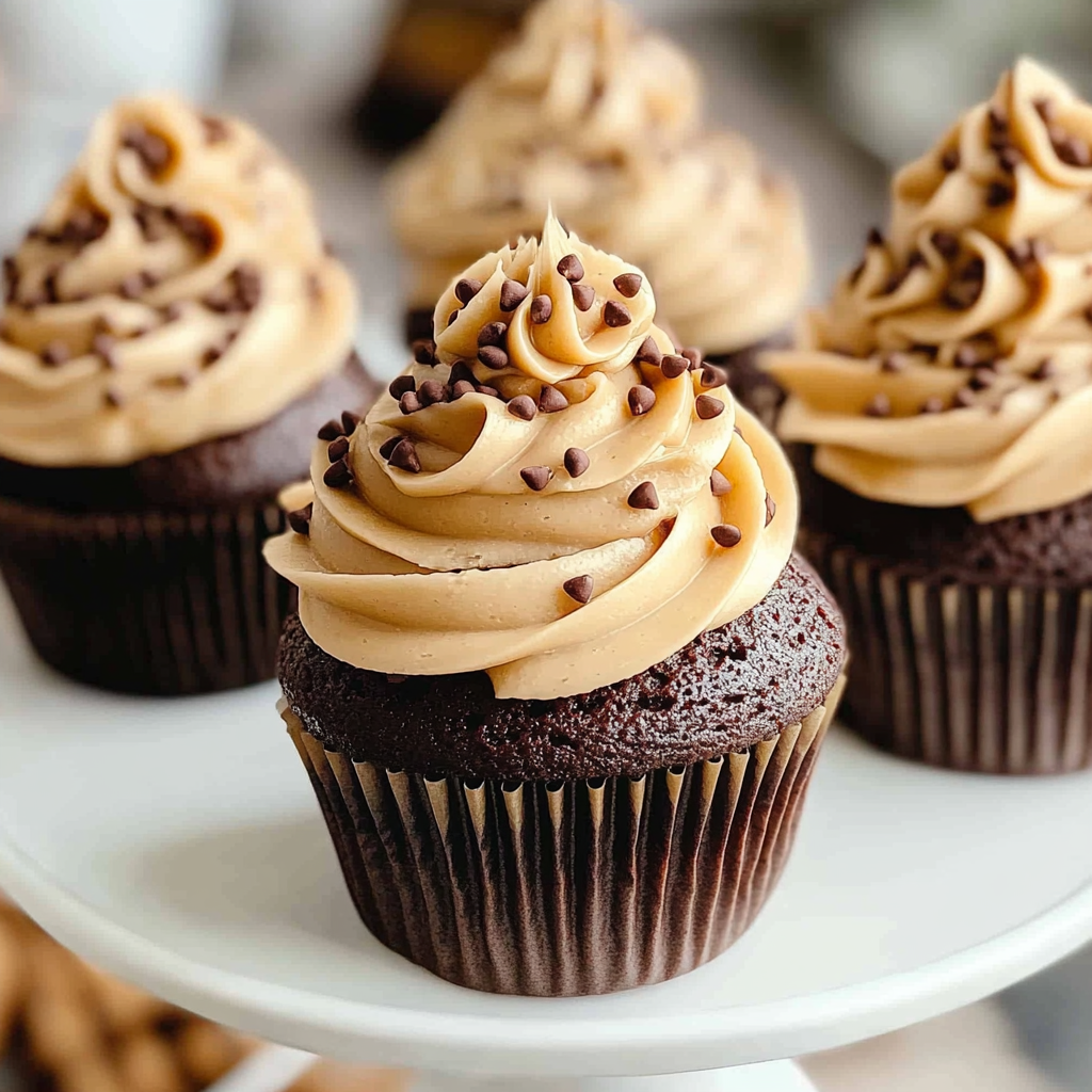 Recipe preparation for Midnight Mocha Cupcakes with Gold Sprinkles