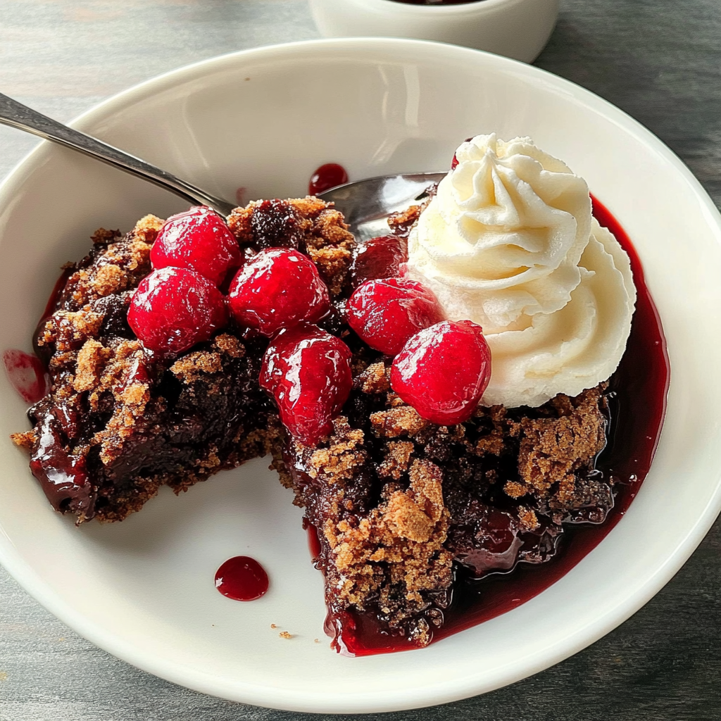 Recipe preparation for Cherry Chocolate Chip Dump Cake