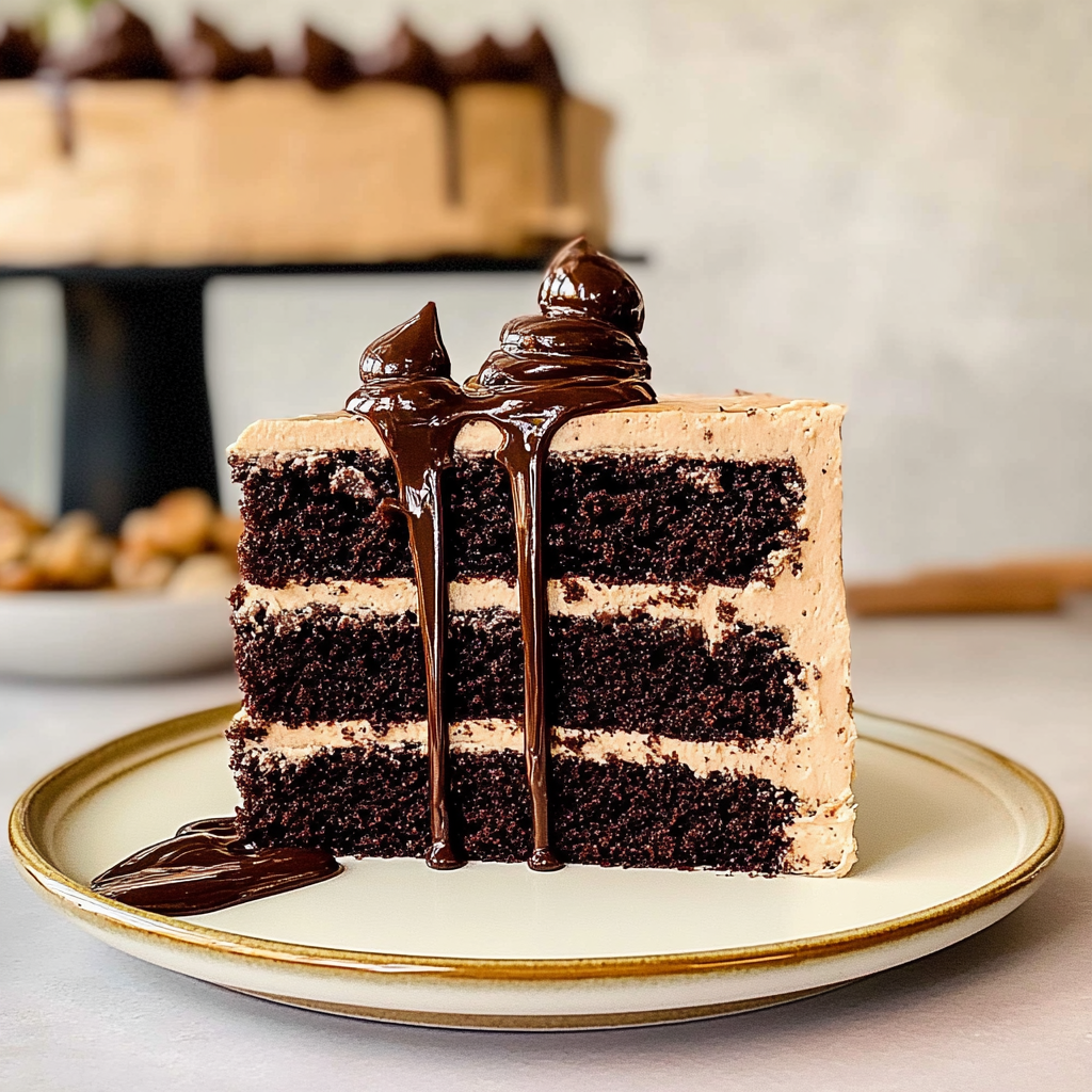 Recipe preparation for Mocha Hazelnut Praline Cake