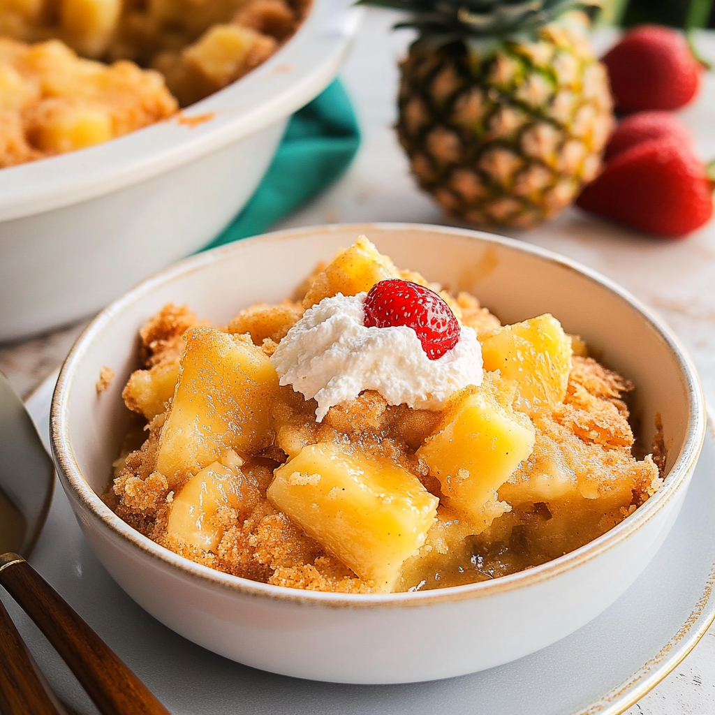 Recipe preparation for Tropical Pineapple and Macadamia Dump Cake