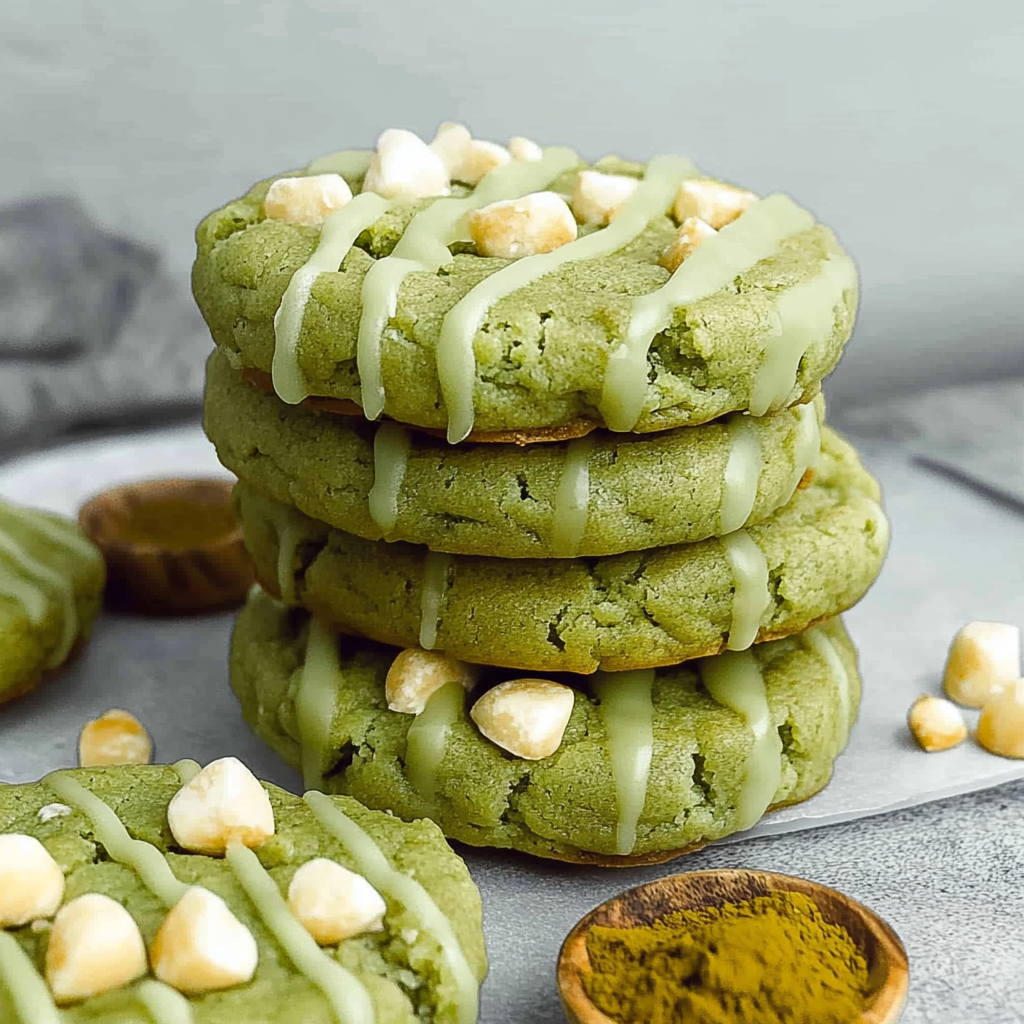 Recipe preparation for Matcha Green Tea White Chocolate Cookies