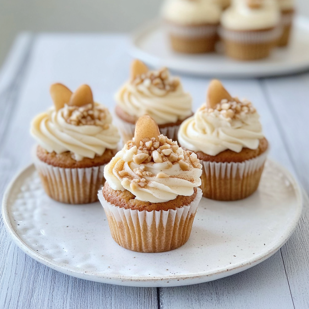 Recipe preparation for Spiced Pear Cupcakes with Cinnamon cream
