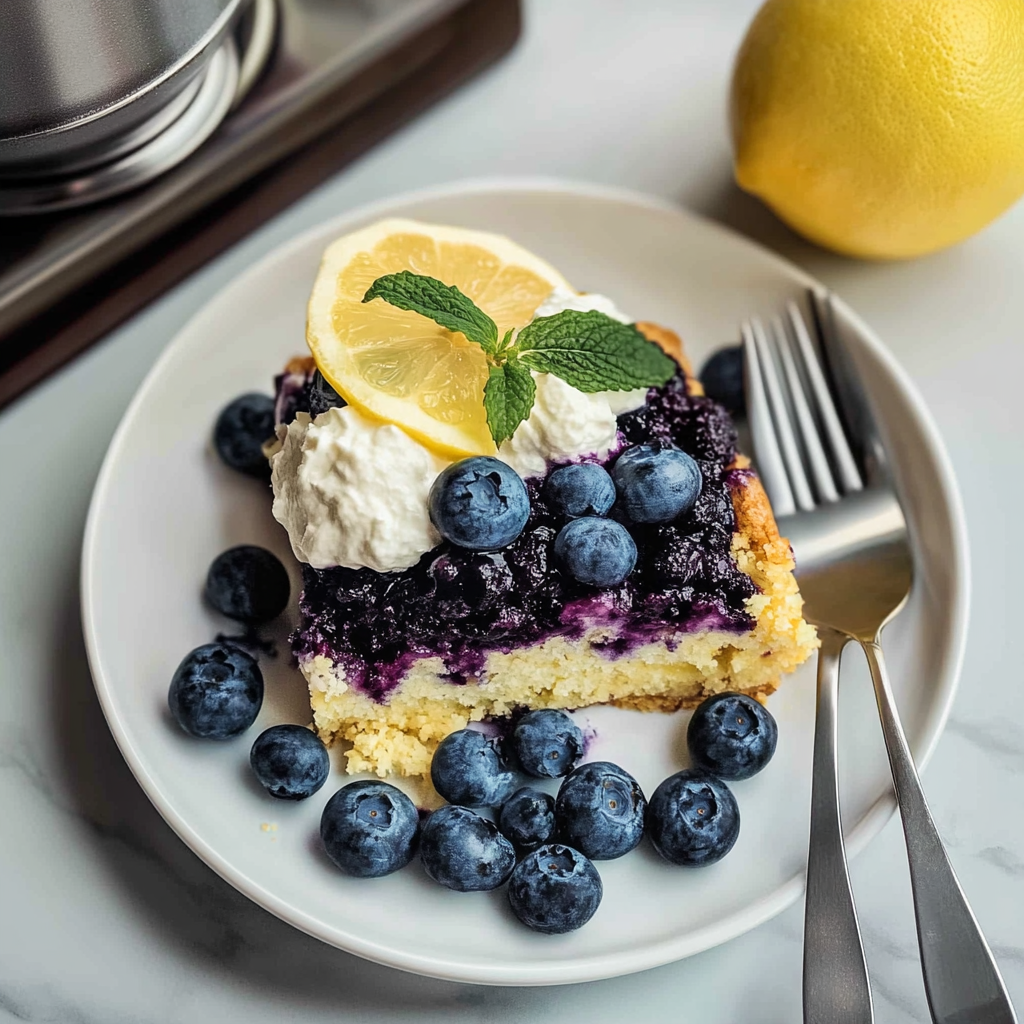Recipe preparation for Blueberry Lemonade Dump Cake
