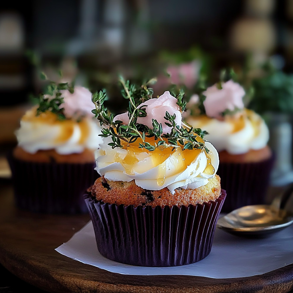 Recipe preparation for Honey and Thyme Infused Tea Cupcakes