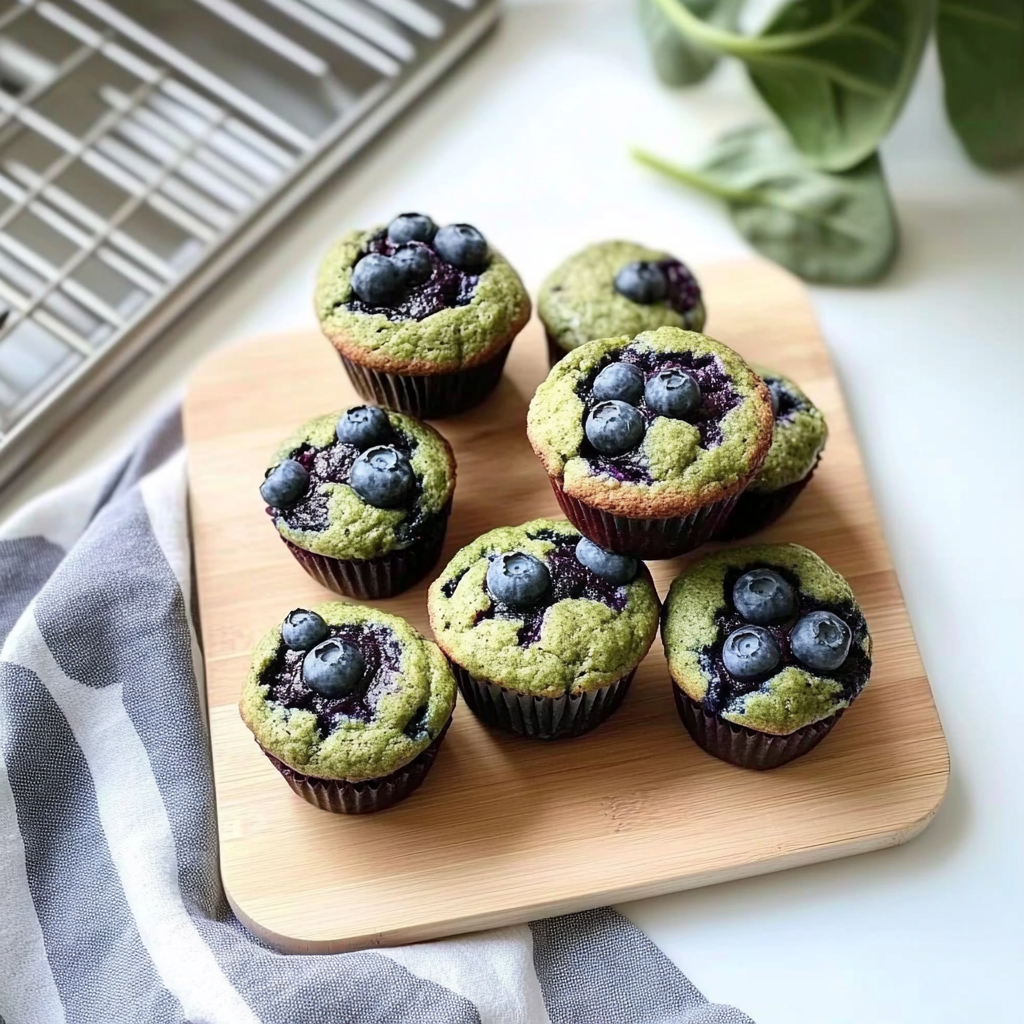 Recipe preparation for Spinach Blender Muffins with Blueberries