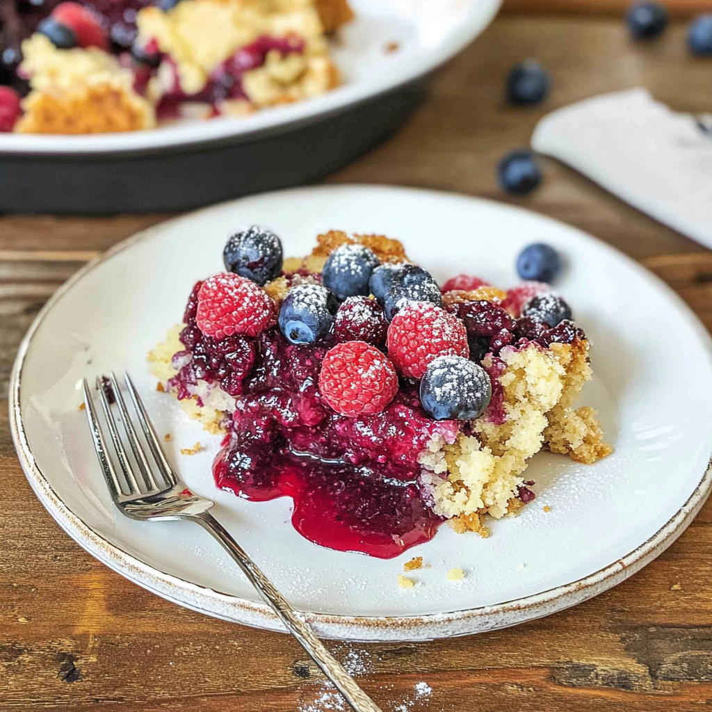 Recipe preparation for Mixed Berry Dump Cake