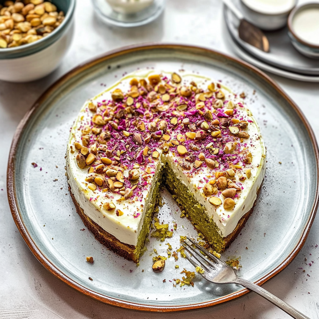 Recipe preparation for Gluten-Free Pistachio and Rose Water Cake