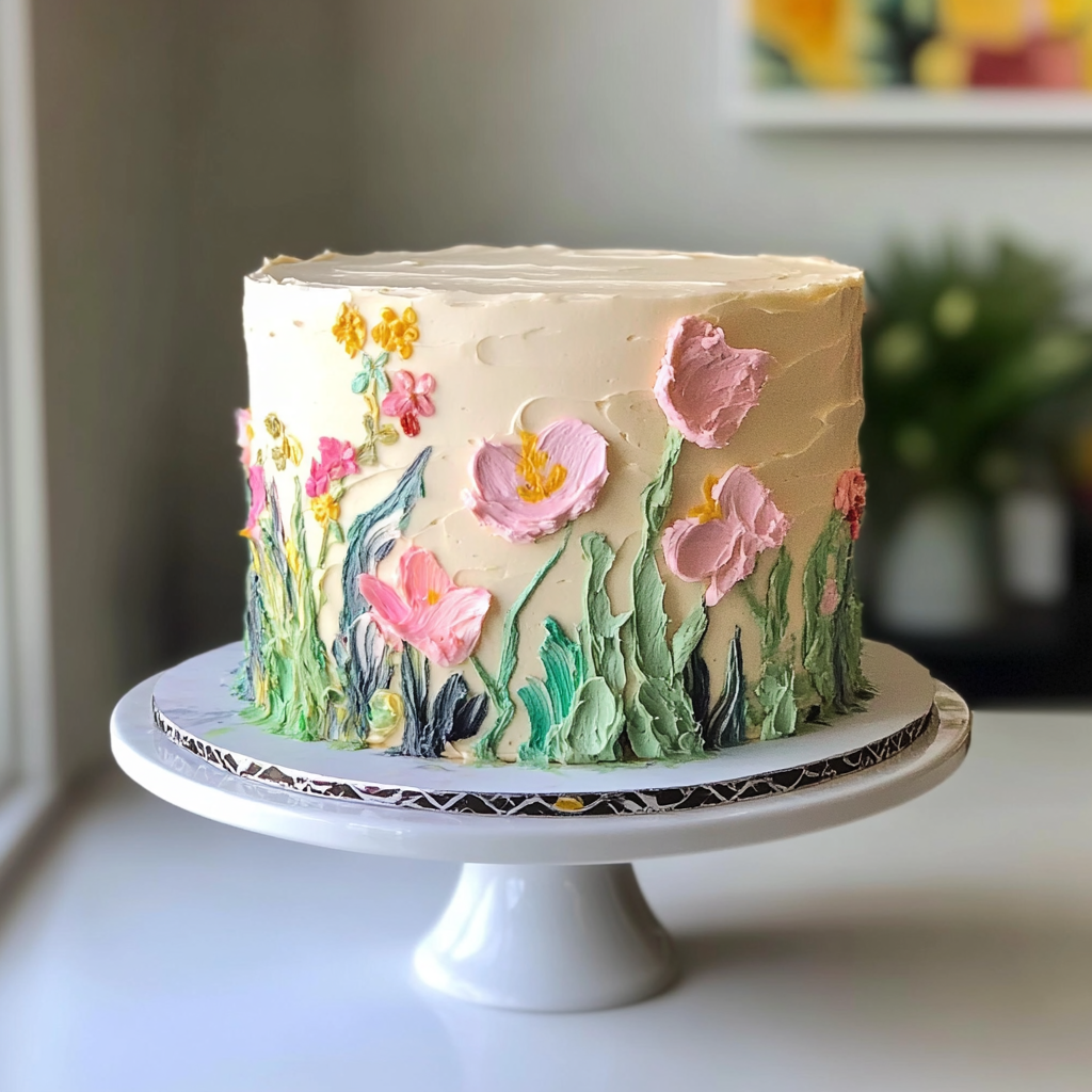 Recipe preparation for Floral Painted Buttercream Cake