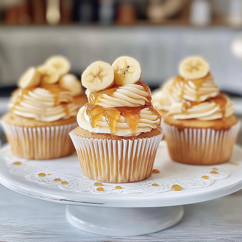 Recipe preparation for Caramel Banana Cupcakes with Toffee Frosting