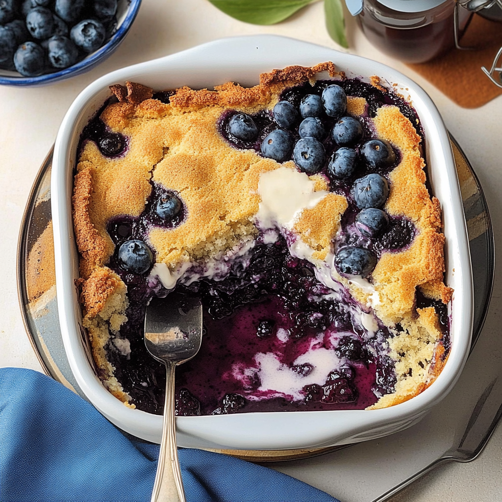 Recipe preparation for Blueberry Cheesecake Dump Cake