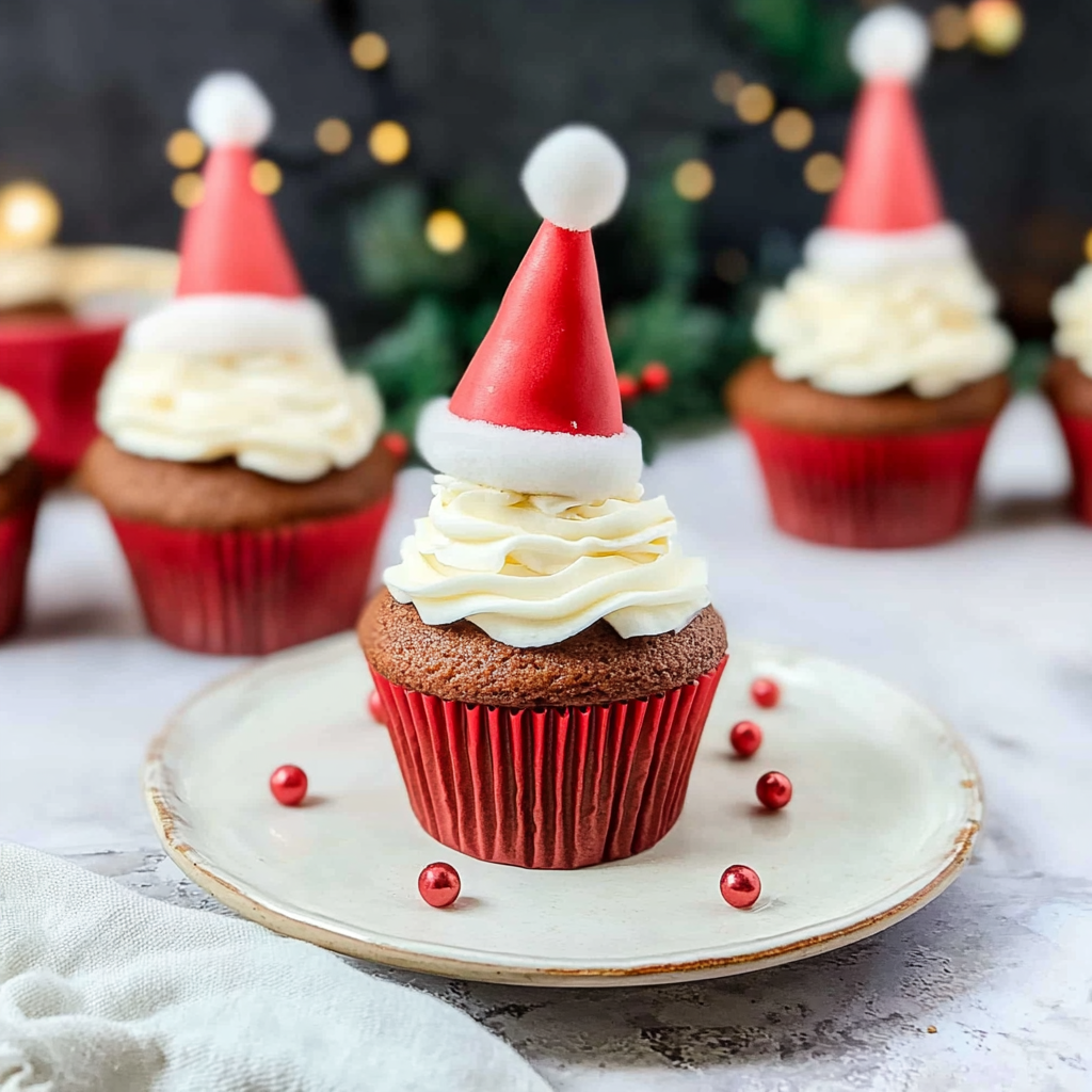 Recipe preparation for Festive Santa Hat & Bauble Cupcakes