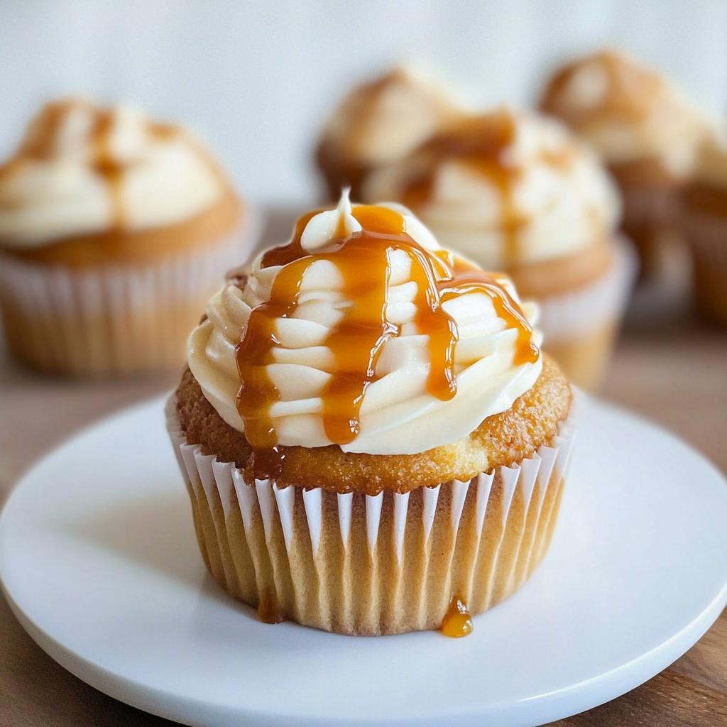 Recipe preparation for Caramel Apple Cider Cupcakes