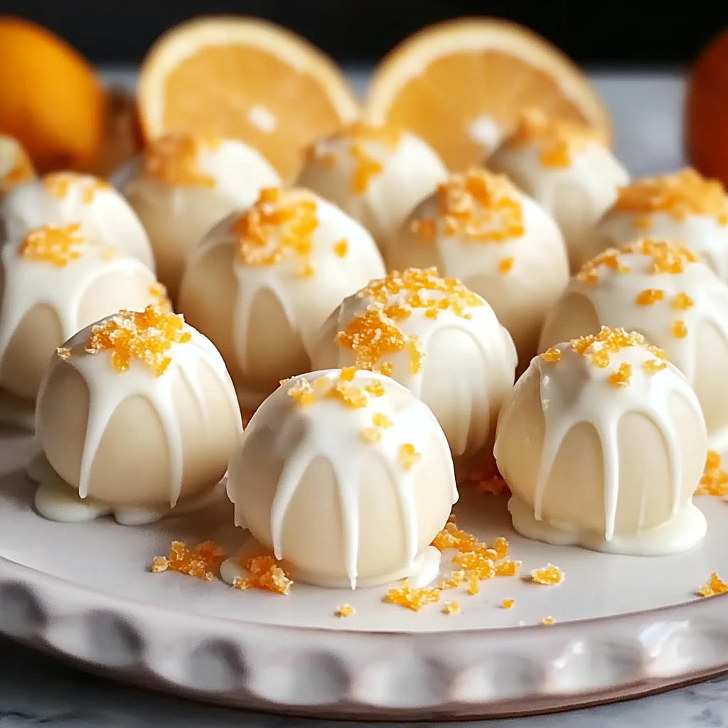 Recipe preparation for White Chocolate Orange Creamsicle Truffles