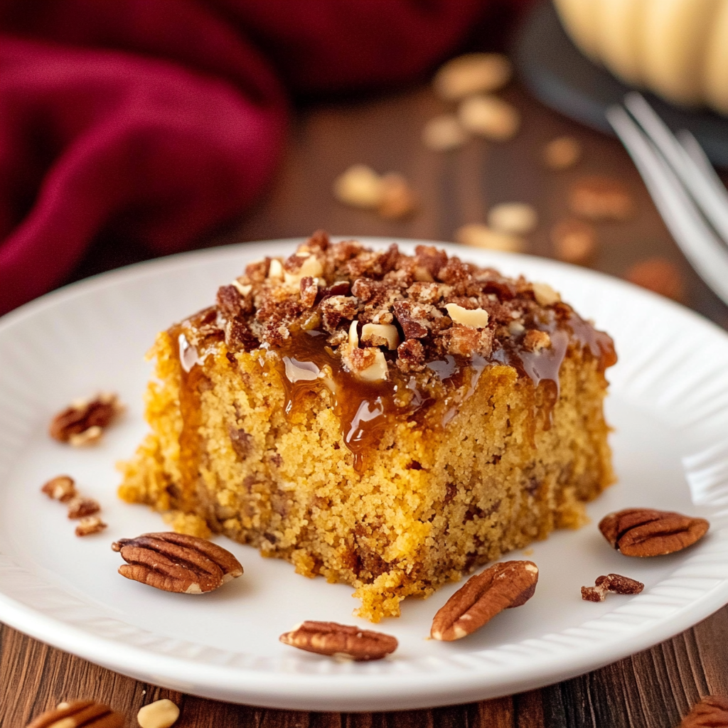 Recipe preparation for Gingerbread Pumpkin Dump Cake