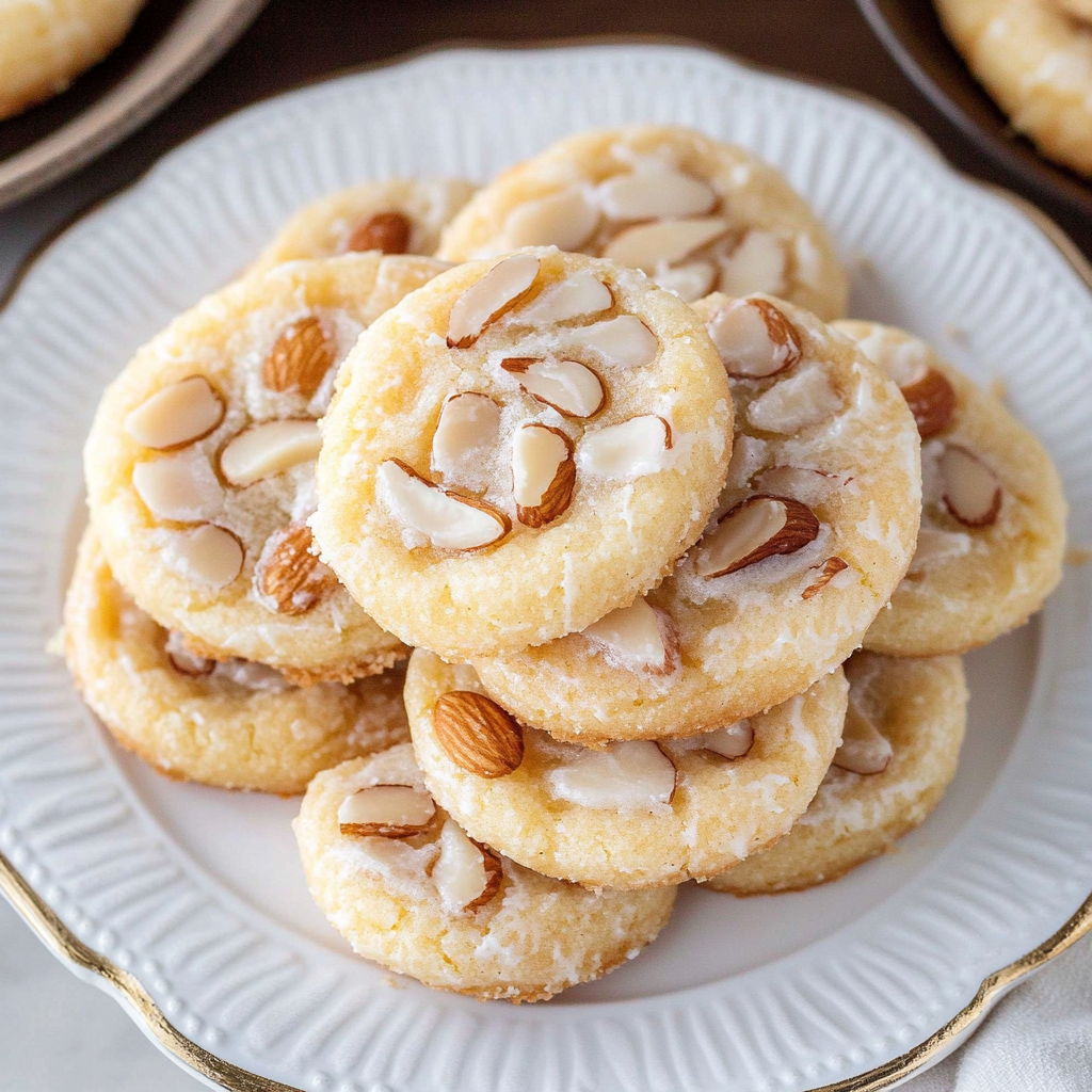 Recipe preparation for glazed almond cookies