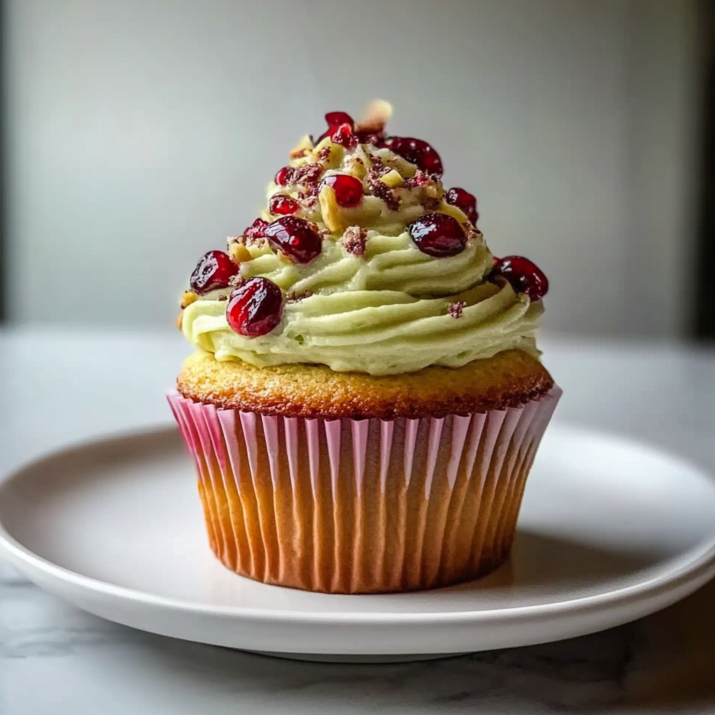 Recipe preparation for Pistachio Cranberry Cupcakes