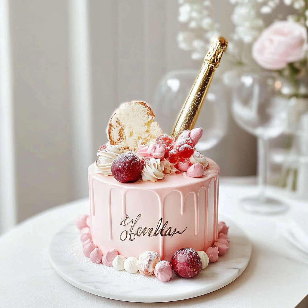Recipe preparation for Pink Champagne Celebration Cake
