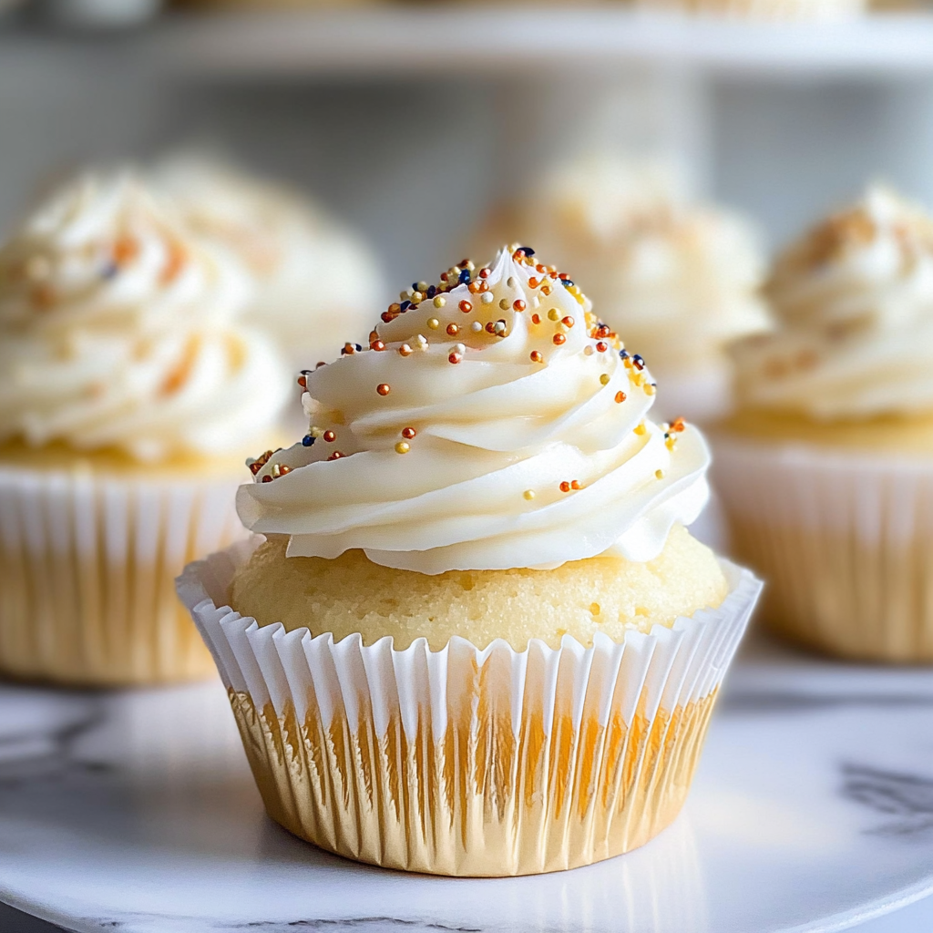 Recipe preparation for Winter Wonderland Vanilla Bean Cupcakes