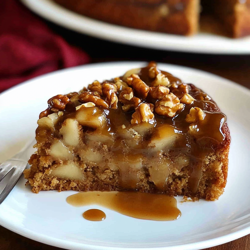 Recipe preparation for Caramel Pear and Walnut Dump Cake