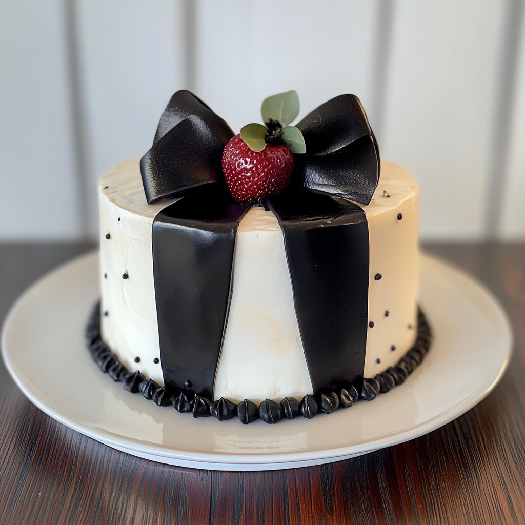 Recipe preparation for Tuxedo Black and White Cake
