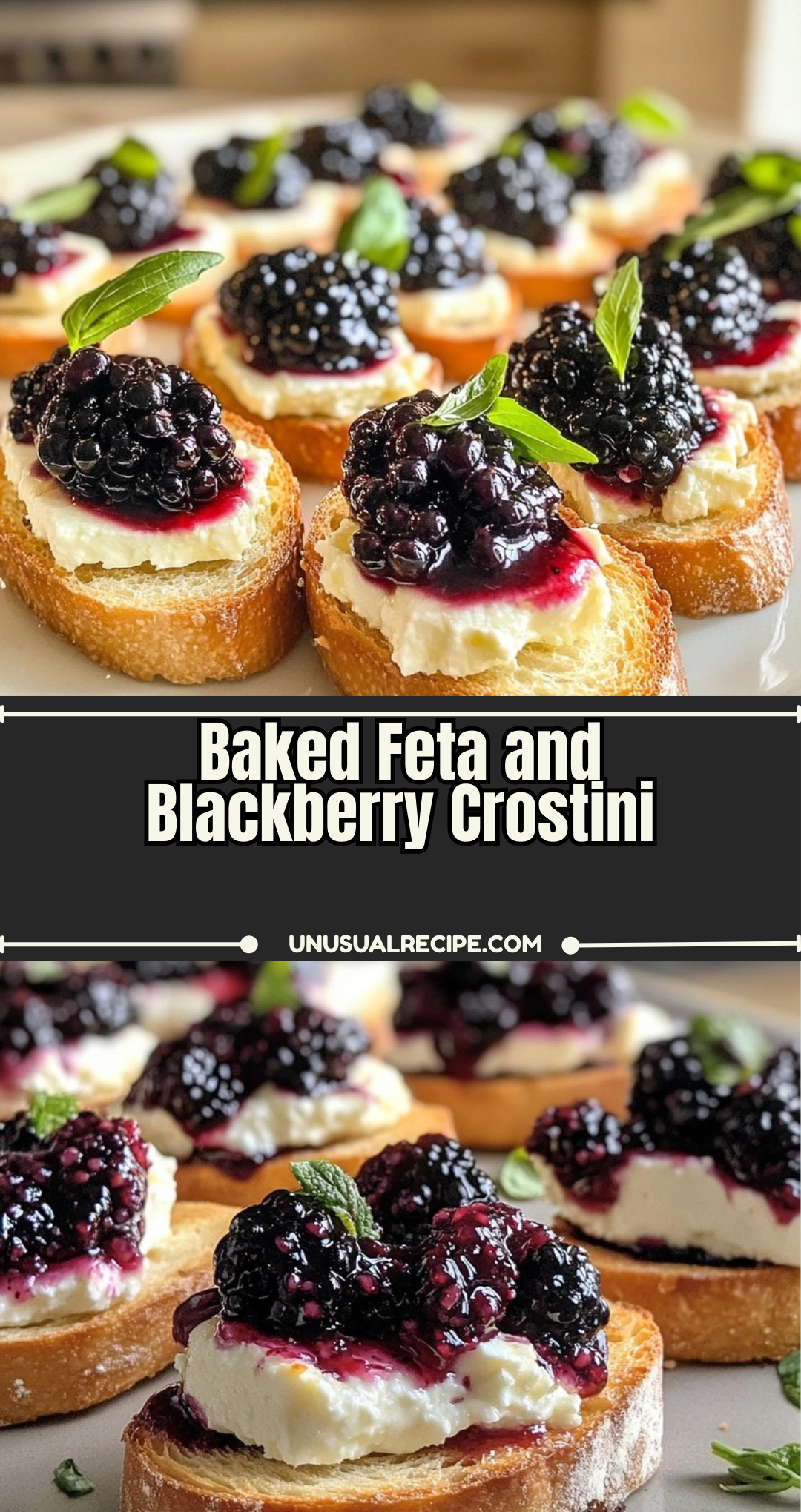 Baked Feta and Blackberry Crostini