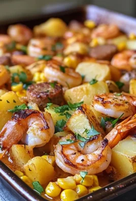 One Pan Shrimp Bake with Sausage, Potatoes and Corn