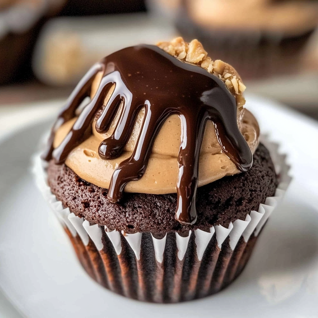 Recipe preparation for Chocolate Peanut Butter Cupcakes