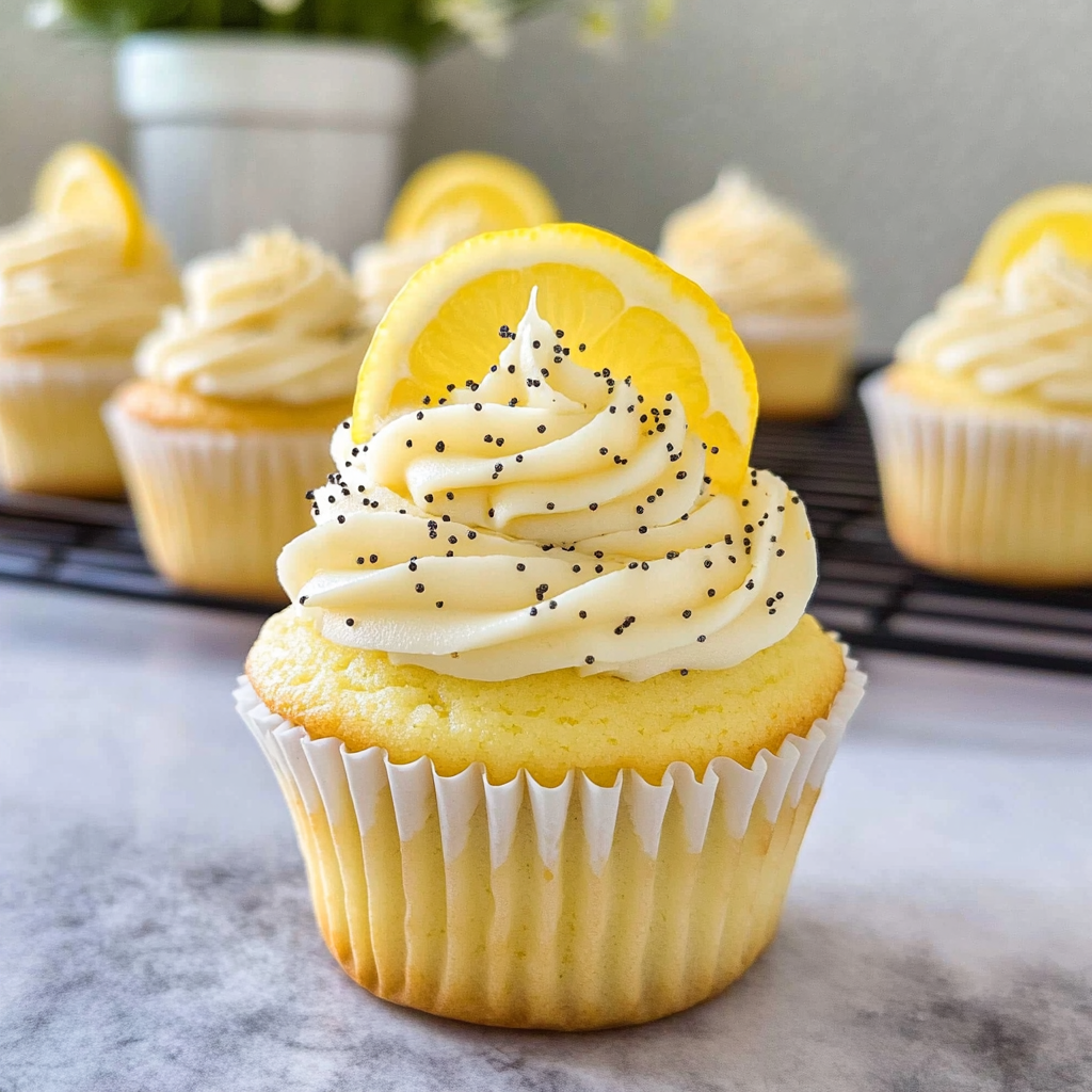 Recipe preparation for Lemon Poppy Seed Cupcakes