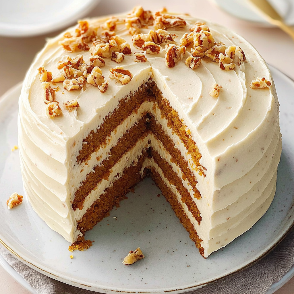 Recipe preparation for Vertical Carrot Cake with Cream Cheese Frosting