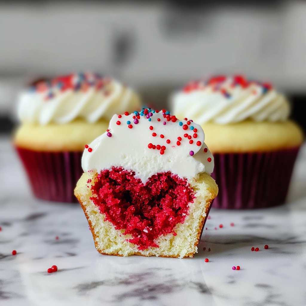 Recipe preparation for Red Velvet Heart-Center Cupcakes
