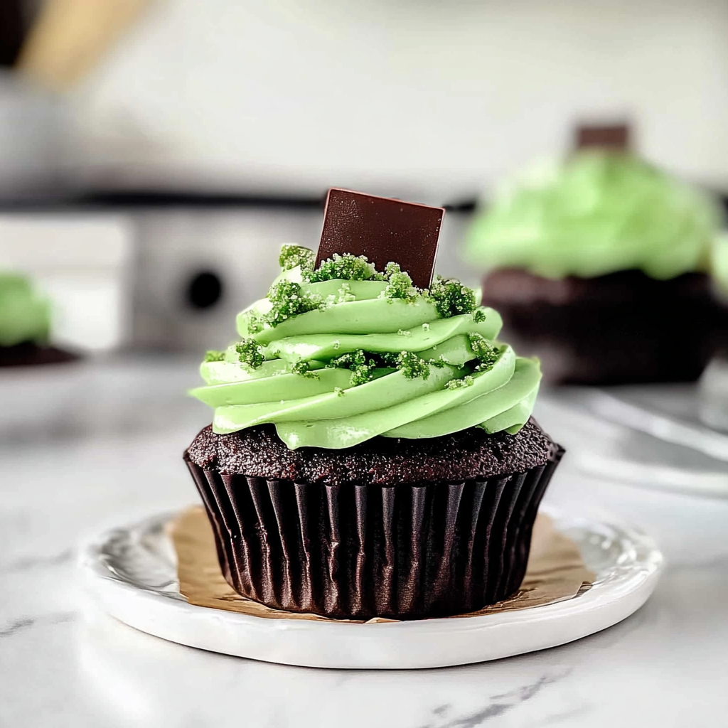 Recipe preparation for Chocolate Mint Shamrock Cupcakes