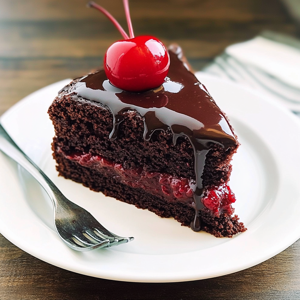 Recipe preparation for Old-Fashioned Chocolate Cake with Maraschino Cherry Filling