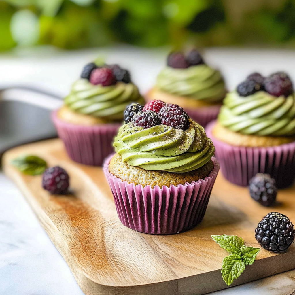 Recipe preparation for Matcha and Mixed Berry Cupcakes